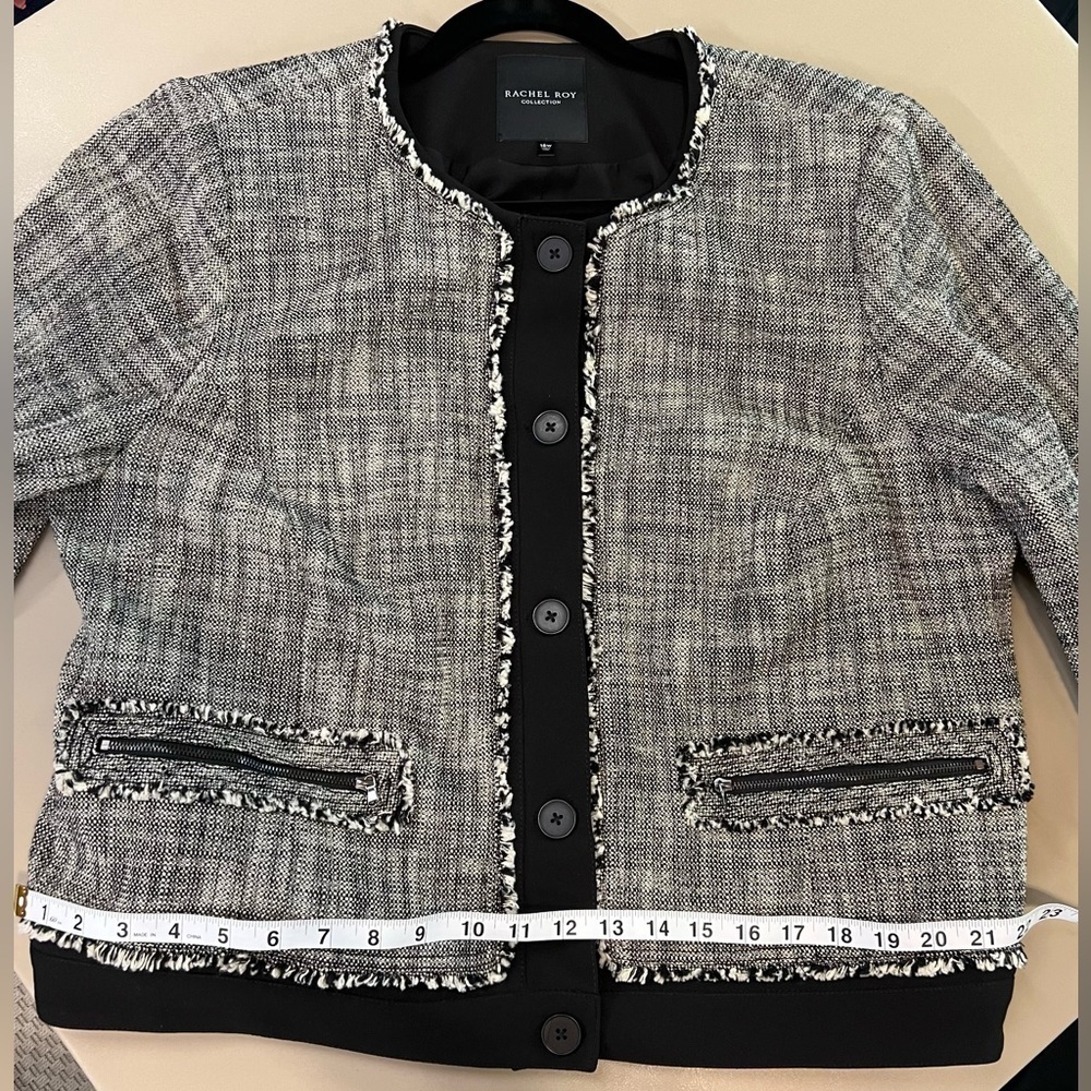 Rachel Roy‎ Black and White Tweed Jacket Size 16W - Picture 9 of 11